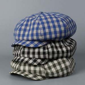 Sombrero Newsboy de Lino Artístico Retro, Nuevo Modelo Verano 2025, Diseño a Cuadros Blanco y Negro, Transpirable, Moderno y a la Moda - Product Image 1