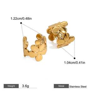 อินเทรนด์ใหม่กันน้ำ18K ชุบทอง18K เครื่องประดับสแตนเลสของขวัญต่างหูดอกไม้ - Product Image 6