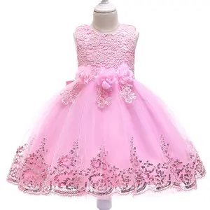 New Flowers Girl Withe Dresses Baby Infant Clothing Birthday Party Formal Lace Baby Dress Flower Girl Dress With Bow