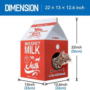 ScratchMe Papelão Vermelho Cat Condo Scratcher Post Impresso Caixa De Leite Forma Cat Casa com Cama Gato Coçando Móveis - Product Image 2