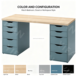 YIFAN Modern <strong>White</strong> Dressing Tables <strong>Vanity</strong> Table Lagkapten/Alex <strong>Desk</strong> with Big Storage Many Drawers Useful - Product Image 4