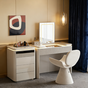 Table de toilette moderne, table de toilette minimaliste pour chambre à coucher, table de toilette de luxe légère, un ensemble de table de toilette - Product Image 1