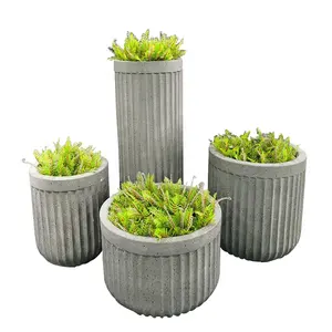 도매 및 사용자 정의 현대 디자인 환경 친화적 테라조 원통형 정원 장식 FRP 화분