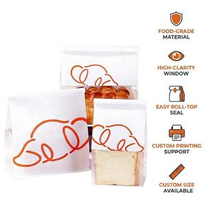 Sac cadeau de boulangerie artisanale personnalisé en papier blanc avec fermeture <span class=keywords><strong>à</strong></span> rouleau, fenêtre semi-transparente, impression d'illustration de <span class=keywords><strong>pain</strong></span> mignon, résistant <span class=keywords><strong>à</strong></span> l'humidité et sûr pour les aliments - Product Image 2