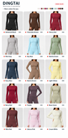 Ensemble deux pièces brossé pour femme : haut court à manches longues et leggings taille haute sculptants, anti-transpiration, athleisure