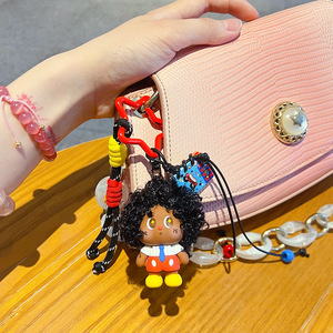 Llavero de peluche creativo al por mayor Afro <span class=keywords><strong>Starboy</strong></span>, lindo muñeco de pelo rizado, colgante para coche, bolso, mochila, accesorios de regalo - Product Image 5