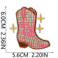 Patch brodé thermocollant en polyester style western rétro, motifs Cowgirl, Howdy, Cactus, pour vestes et bottes de cowboy