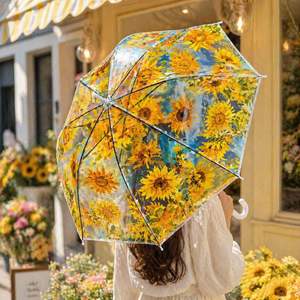 Parapluie transparent OEM imprimé POE, manche long, manuel, pour la pluie, idéal pour la photographie, cadeau, vente en gros - Product Image 1