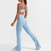 Ensemble de vêtements de sport pour femmes, soutien-gorge de sport à devant torsadé, pantalon évasé à taille croisée en V, vêtements de yoga et de fitness, coupe ajustée, exercice en plein air, ensemble de 2 pièces, vêtements de sport actifs