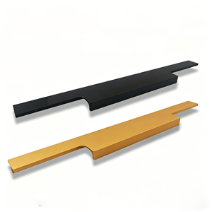 Poignée de porte de placard et de commode en alliage d'aluminium noir et or, moderne, minimaliste, de luxe, avec joint de finition, pour cuisine et chambre à coucher - Product Image 1