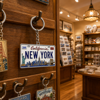 Porte-clés en métal personnalisé avec design de plaque d'immatriculation de la ville de New York, porte-clés souvenir de voiture personnalisé de Los Angeles, Californie