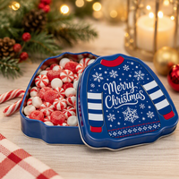 Boîte en métal de Noël personnalisée en forme de pull 68x68x16mm, emballage cadeau pour bonbons, chocolats, petits jouets, cadeaux de fête