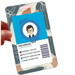 Porte-cartes à poussoir double face imprimé UV du fabricant, avec boucle rétractable en époxy ronde de 3,2 cm à dégagement facile. - Product Image 5