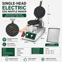 COOKAID Nouvelle Machine à Gaufres Électrique Commerciale en Acier Inoxydable Style Hong Kong, Contrôle Facile par Bouton, Minuteur