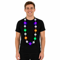 Collier à 6 perles de 42 pouces, perles blanches facettées, collier lumineux LED coloré pour le carnaval de Mardi Gras
