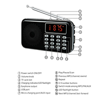 Radio Portátil Multifunción Inalámbrica Y-619 con Grabador FM, Linterna, Reproductor de Música Punjabi X-Bass, Pantalla Digital y Altavoz Integrado