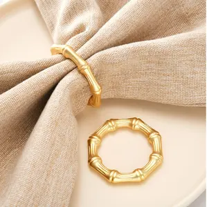 2023 Nieuwe Champagne Gouden Bamboe Servet Ring Zink Legering Galvaniseren Servet Ring Voor Bruiloft Hotel Restaurant