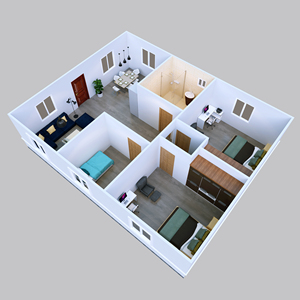 Villa préfabriquée de 93 <span class=keywords><strong>m2</strong></span> avec trois chambres, design moderne, panneaux sandwich ignifuges A1, avec carport, À VENDRE - Product Image 3