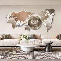 Mapa del Mundo, Pintura Decorativa para Sala de Estar, Reloj Electrónico LED con Pantalla, Cuadro Colgante para Oficina, Reloj Creativo, Lámpara de Pared
