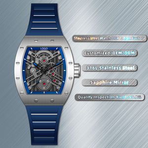 Precio bajo al por mayor clásico esfera cuadrada correa de silicona reloj de pulsera deportivo Montre Homme caja de acero inoxidable reloj de cuarzo para hombres - Product Image 1