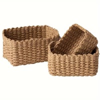 Panier de rangement tressé rustique CF en corde de papier naturelle, ensemble de 3 paniers de rangement Cesto Organizador (grands, moyens et petits) pour salle de bain