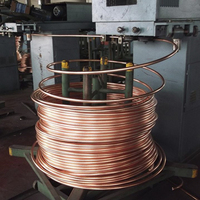 Tube en cuivre déoxydé au phosphore C12200 en spirale pour CVC et réfrigération, diamètres extérieurs 1/4", 3/8", 1/2", longueurs 50ft, 100ft par rouleau