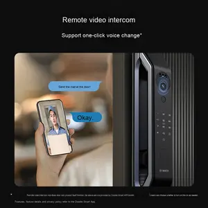 Buch fu6בתוספת דלת חכמה מנעול 3D פנים זיהוי טביעת אצבע סיסמא עין חתול גדול מסך wifi אנטי גניבה ענן - Product Image 5