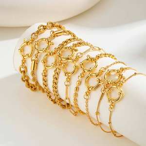 Pulsera de cadena de eslabones impermeable de acero inoxidable multiestilo hecha a mano DIY, cierre de burbuja, hebilla marinera, pulseras para mujer - Product Image 1