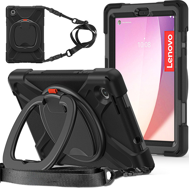 Shockproof Kids Rugged Tablet case for Lenovo Tab M8 Gen 4 TB-300FU 8 Inch 2023 Silicone Cover with Shoulder Strap Handle Stand