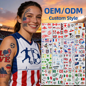 Adesivi per Tatuaggi Temporanei Personalizzati con Bandiera Nazionale, in Acrilico Impermeabile e Riutilizzabile, per Arte su Viso e Corpo, Eventi Sportivi e Tifosi di <span class=keywords><strong>Calcio</strong></span> 2026 - Product Image 3