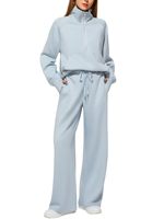 Ensemble de sport pour femmes de haute qualité, doux et agréable pour la peau, avec haut à demi-zip surdimensionné et pantalon