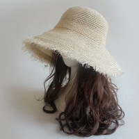 Sombrero Plegable para Mujer, Estilo Coreano Versátil con Flecos, Gorra Fresca para Primavera y Verano, Sombrero de Paja Tejido