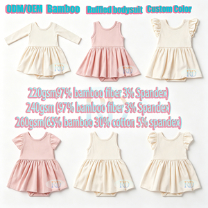 Vestido <span class=keywords><strong>de</strong></span> Color Sólido para Bebé Niña con Pantalones Cortos Incorporados, Mono con Volantes <span class=keywords><strong>de</strong></span> Fibra <span class=keywords><strong>de</strong></span> Bambú, Vestido Informal <span class=keywords><strong>de</strong></span> Verano, Color Personalizado - Product Image 6