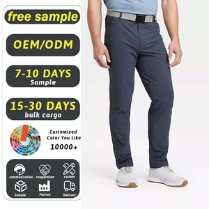 वाटरप्रूफ बैगी औपचारिक भूरे रंग की पतली ऊंची कमर पुरुषों के पॉलिएस्टर खिंचाव गोल्फ पैंट कस्टम - Product Image 1