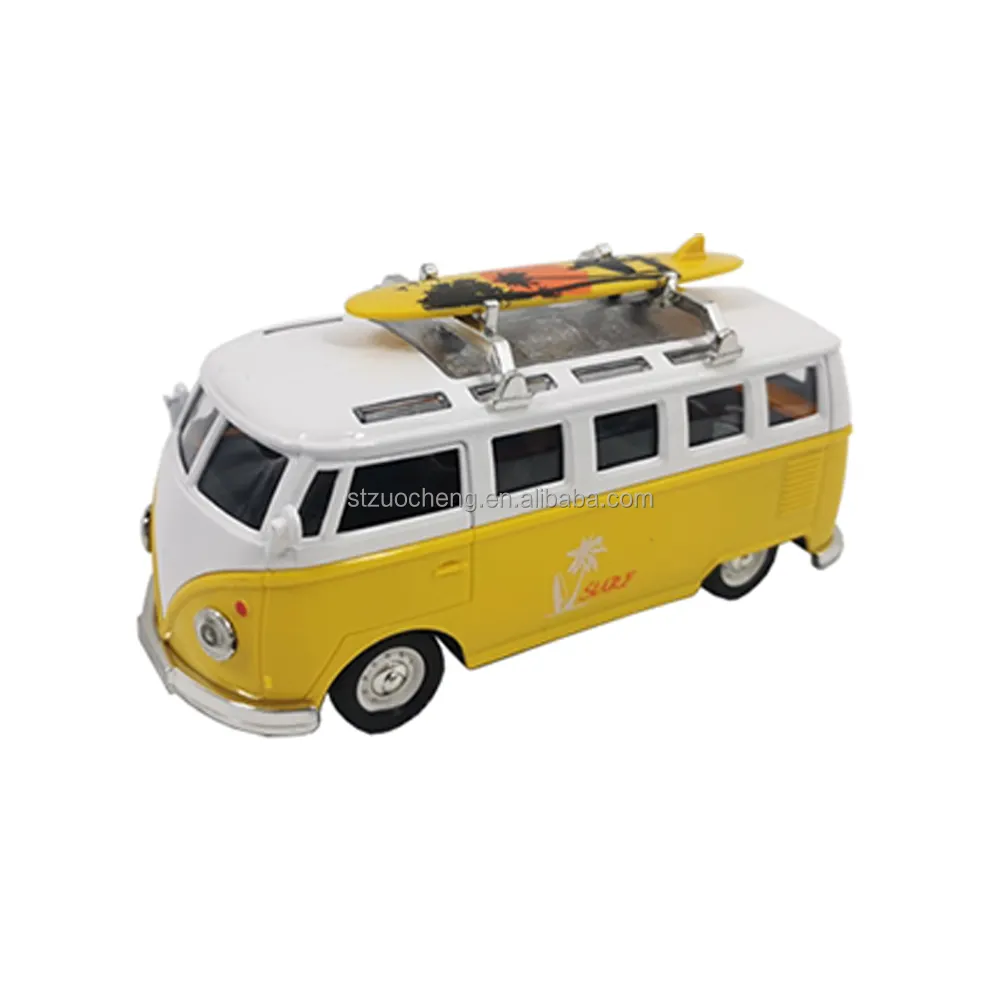 1:32 metal friction toy vehicle Volkswagens van bus Alloy Diecast car with surfboard