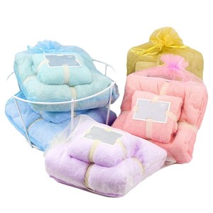 Juego de toallas para madre e hijo 35x75 70x140 cm, toallas de baño de felpa suave de color coral sólido para regalo. - Product Image 5