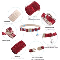 Collier pour chat en coton et lin, écologique, avec cloche, collier doux et confortable pour chatons et chiots, fournitures mignonnes pour animaux de compagnie