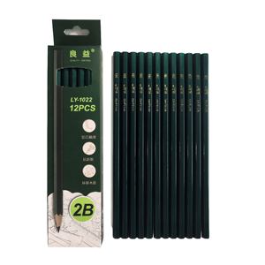 Crayon hexagonal vert métallique de 7 pouces 2B, lot promotionnel de 12 pièces, mine noire, bois de peuplier, écriture scolaire, bureau, dessin - Product Image 1