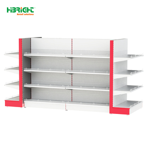 Étagères de supermarché double face Highbright avec panneau perforé au dos - Product Image 1