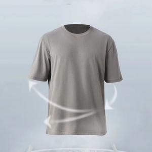 T-shirt en soie glacée pour homme, séchage rapide, manches courtes, respirant, pour le sport, la course, l'entraînement et la gym - Product Image 1