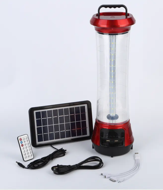 Teyoza多機能ソーラーパワーテントライト充電式LEDキャンプランタン、FMラジオとソーラーパネル音楽プレーヤー付き