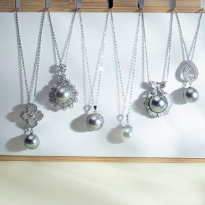 Joyería de perlas de agua de mar natural, collar de perlas de Tahití de oro de Mar del Sur redondo de plata 925 para mujer - Product Image 3