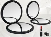Miroir de maquillage pliable double face portable, miroir de poche rond noir, miroir de retouche manuel