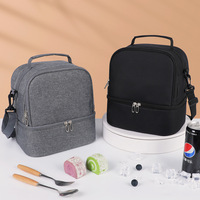 Sac isotherme de pique-nique extérieur en tissu Oxford imperméable double couche en polyester, grande capacité, avec bandoulière, pour préparation de repas, fermeture éclair