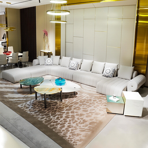 Customizable High-End Modular Sectional <b>Sofa</b> Genuine Leather Square Modern Villa - Product Image 2