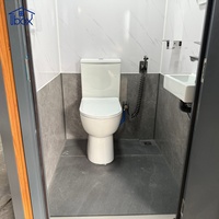 Cabine de toilettes mobile double modulaire portable VIP préfabriquée avec urinoirs, lavabo, fenêtres et douchette bidet