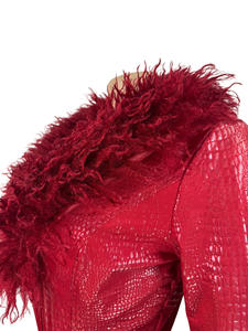 ชุดเซ็ตสองชิ้นสำหรับผู้หญิง สไตล์สตรีทแวร์ สำหรับฤดูใบไม้ร่วงและฤดูใบไม้ผลิ ตกแต่งด้วยผ้าขนสัตว์  เสื้อครอปเซ็กซี่ แจ็คเก็ต  พร้อมกางเกงขาสั้นทรงไบค์เกอร์ - Product Image 5