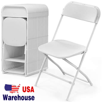 Chaises pliantes en plastique blanches pour événements, empilables, portables, pour l'extérieur, capacité de 600 lb, pour usage commercial, entrepôt américain