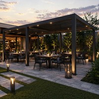 Pergola de jardin motorisée en aluminium avec lames orientables, parasol extérieur automatique télécommandé