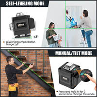 Niveau laser rotatif horizontal et vertical à 16 lignes, niveau laser rotatif vert 4D à nivellement automatique à 360 degrés pour l'extérieur